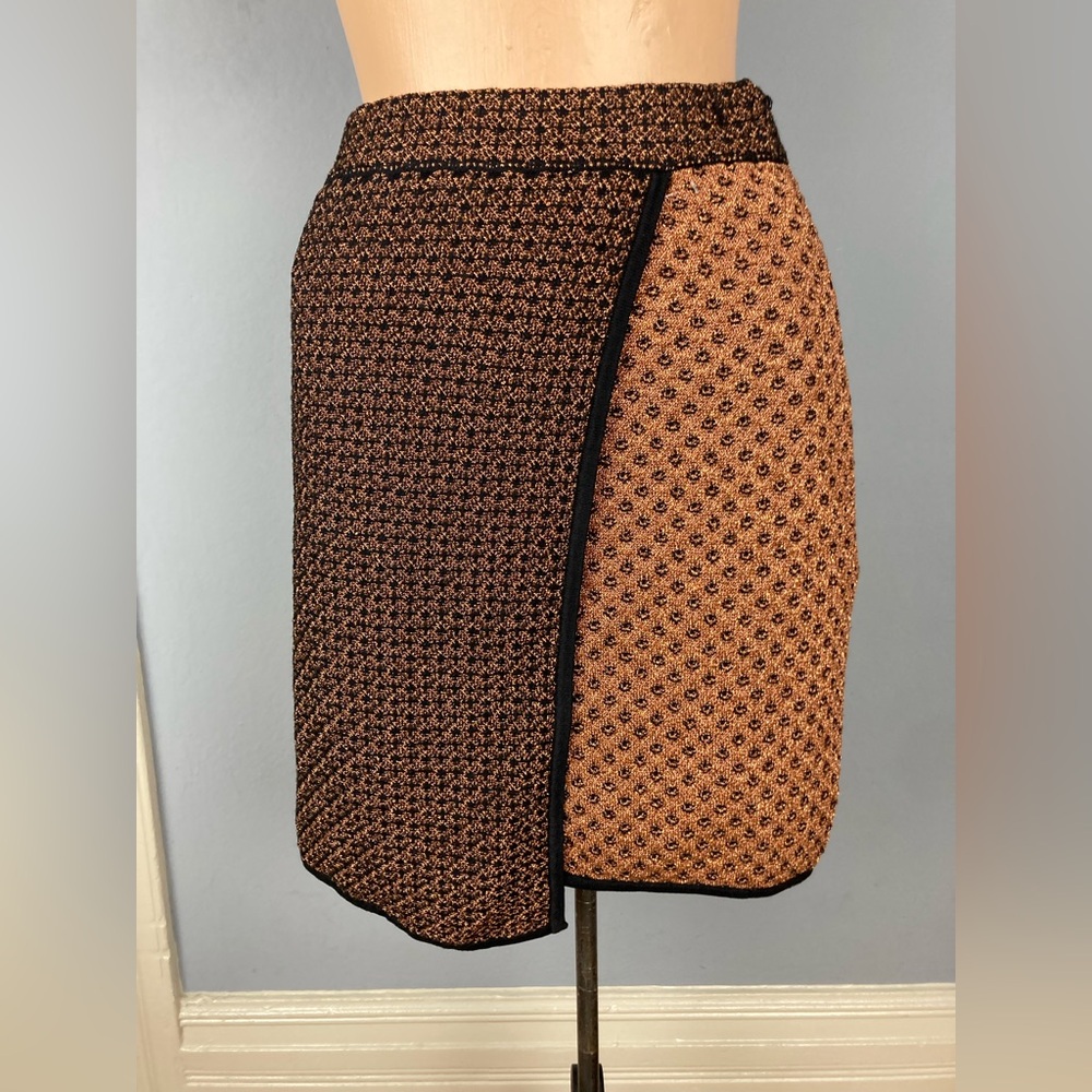 Rag & Bone Gold and Black Metallic Stretch Skirt - XS